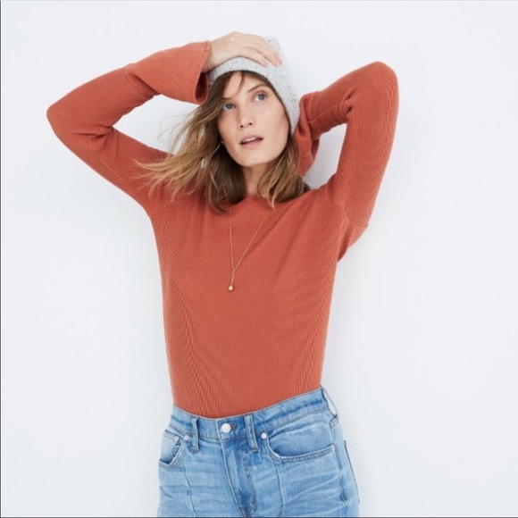 Madewell Ruffle Cuff Ribbed Top - Picture 2 of 5